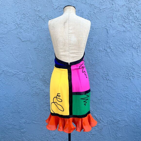 Vintage 1990 Fabrice Simon Couture Dress Beaded Silk NYC Size 10 - Picture 2 of 12